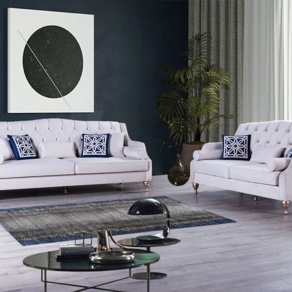 Lotus Ivory Velvet Living Room Set (New Art)
